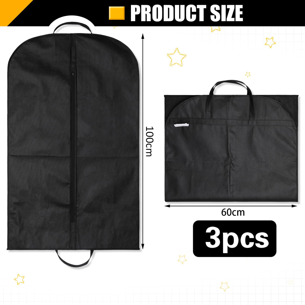 3 Pack Suit Bags Suit Covers For Men Suits Carrier With Handles And Gusset