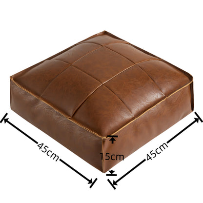 MLUPODY PU Leather Floor Cushion Cover - Seat Cushion Cover for Self-Filling - 45 x 45 x 15 cm, Brown