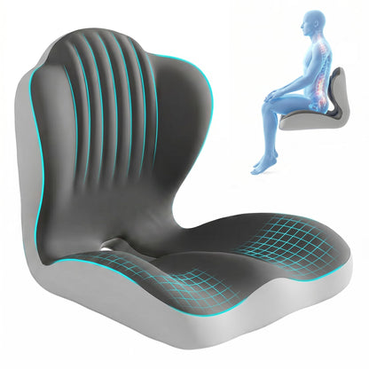 wiksite Seat Cushion Memory Foam - 2 in 1 Seat Cushion and Shell Shape Lumbar Support Pillow Ergonomic Car Seat Cushions for Driving Coccyx Cushion