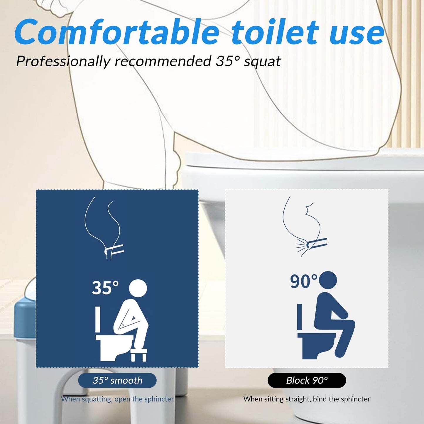 Toilet Stool, Non Slip Toilet Stool Squat Adult Poop Stools with Massage Function for Constipation Relief fits All Toilets for Assist Relieve (Blue)