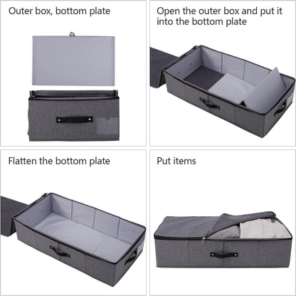 Omygarden Foldable Under Bed Storage Box with Plastic Support Liner, Handles, Zipper lid