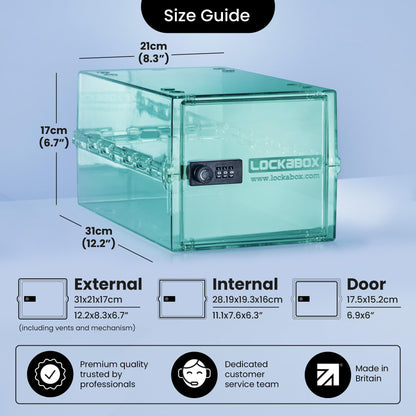 Lockabox One Light Medi Green | Premium Lockable Storage Box | 10 Litre Combination Lock Box For Food, Medicine & Home Safety | BPA-Safe