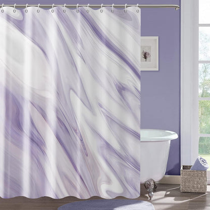 GCIREC Purple Marble Stall Shower Curtain, Purple Mix White Ombre Modern Abstract Wave Luxury Bathroom Curtain Bathtub Home Decor Waterproof Fabric