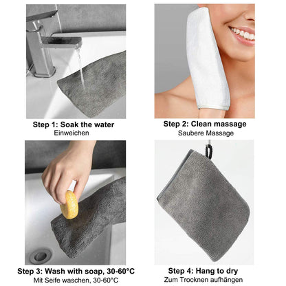 PHOGARY Microfibre Body Wash Mitts Set (10pcs) Flannels Soft Shower Face Mitts, Bath SPA Cloth, Reusable Makeup Remover Mitt Gloves, 15x21 cm