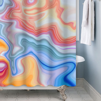 Bovlleetd 71x71inch Ombre Marble Shower Curtain Luxury Orange Blue Bath Curtain Modern Luxury Abstract Texture Shower Curtains with Hook Waterproof