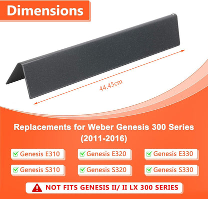GFTIME 44.5CM Flavorizer Bar for Weber Genesis E/S-310 320 330 with Front Burner Knobs, DOESN'T fit Genesis II E/S-310 340, Porcelain Steel Heat Plate