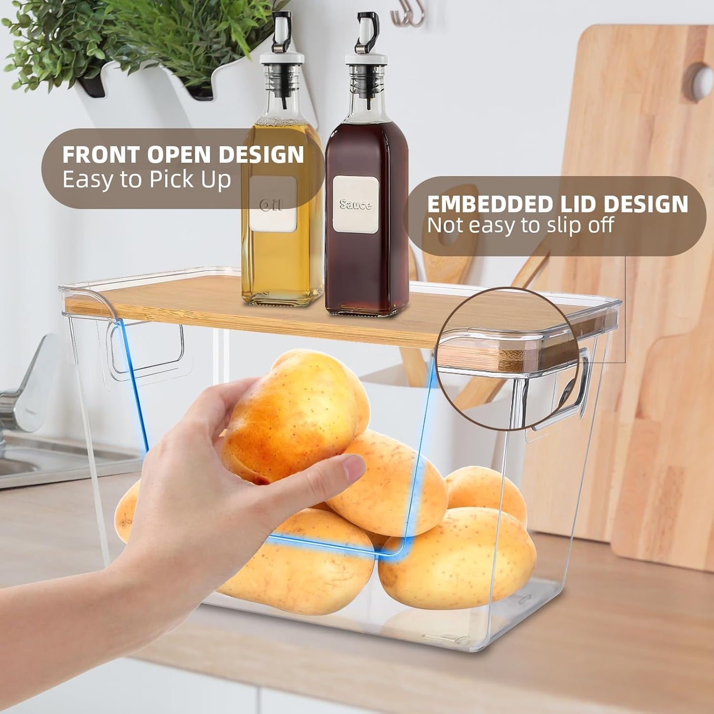 Hiziwimi 2 Sets Pantry Organizers and Storage, with Lids, for Produce