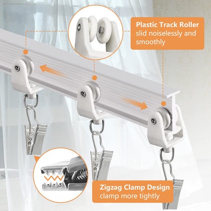 TOKPLNU Ceiling Curtain Track, Flexible Bendable Curtain Track 12Ft Curved Sliding Ceiling Track Set System for Room Divider Curtain Rail Track Wall