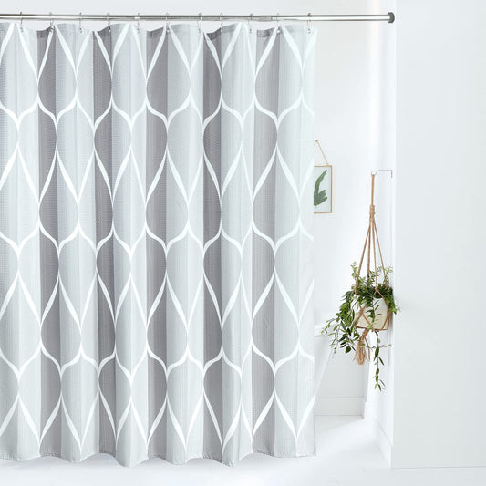 VANZAVANZU Shower Curtain for Bathroom with Metal Hooks Geometric Fabric Shower Curtain Heavy Duty Bath Curtain for Wet Room Bathtub Shower Stall,