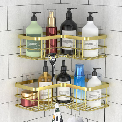 Yazoni Corner Shower Caddy 2 Pack - Bathroom Shelves No Drilling, Rustproof Stainless Steel Shower Storage Rack
