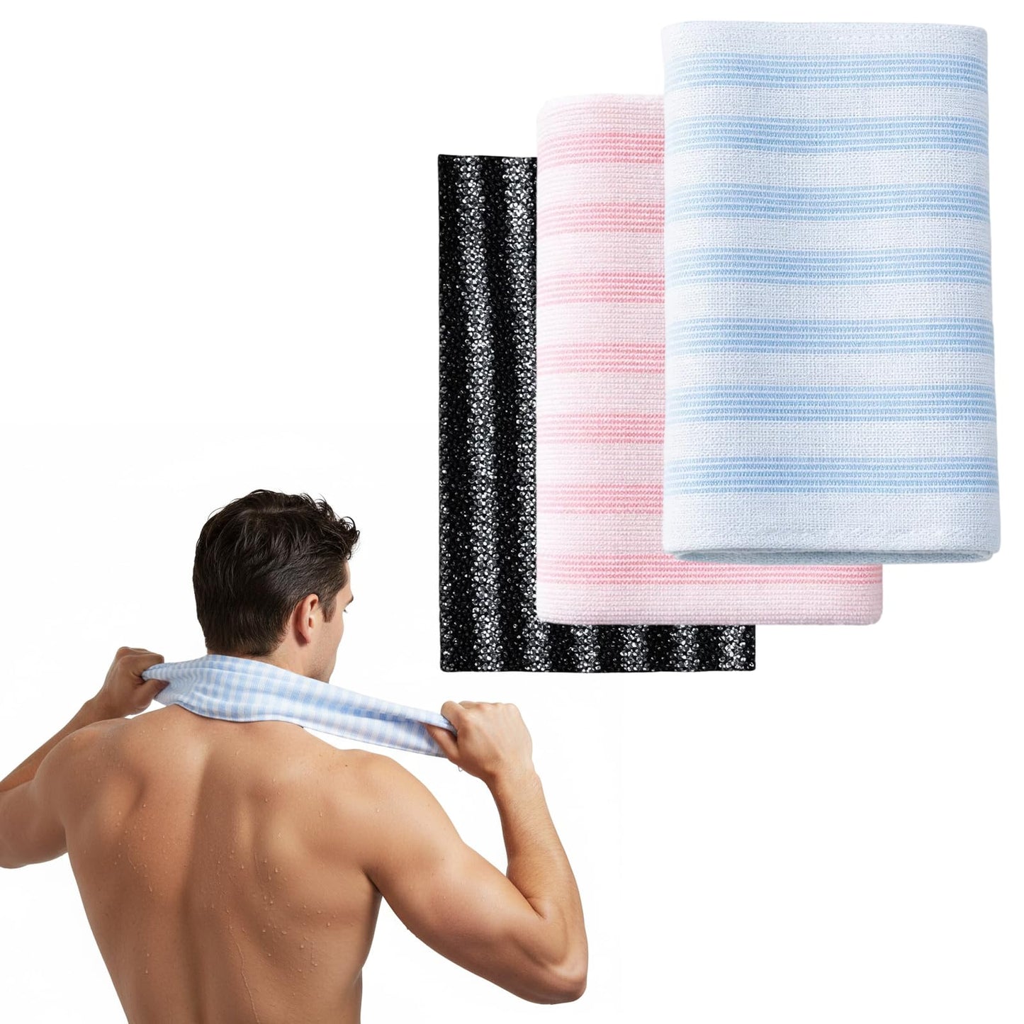 GxouQcn Exfoliating Towel, 3 Pack Body Exfoliation Towels for Gentle Skin Care, Deep Cleansing Shower Washcloths for Gym and Travel Use