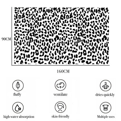 yayafunfun Large Quick Dry Microfibre Beach Towels for Adults,160X90cm Leopard Bath Towel Travel Towels with Pockets,Lightweight Beach Towel for