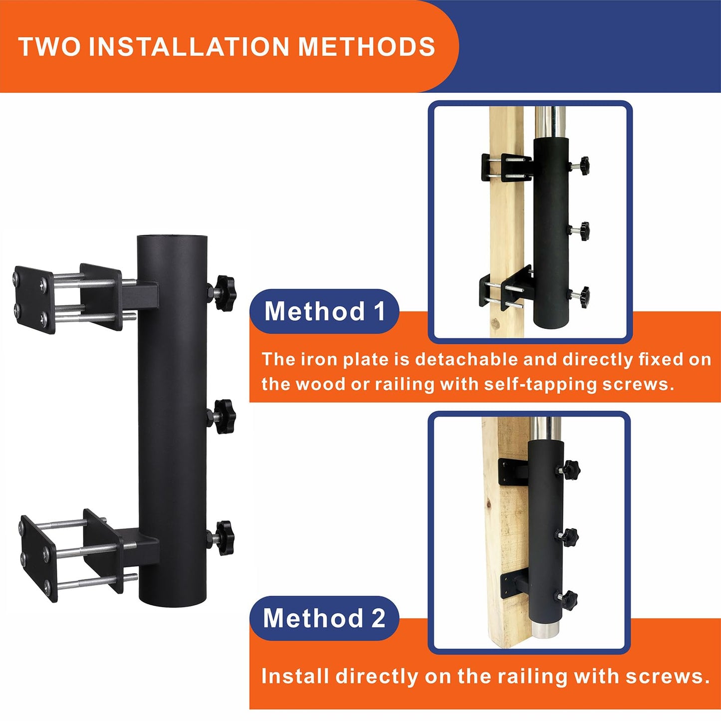 VANROUG Heavy Duty Parasol Holder Patio Umbrella Stand Mount Umbrella Stand Bench Buddy Umbrella Holder Fixed Clip Umbrella Clamp for