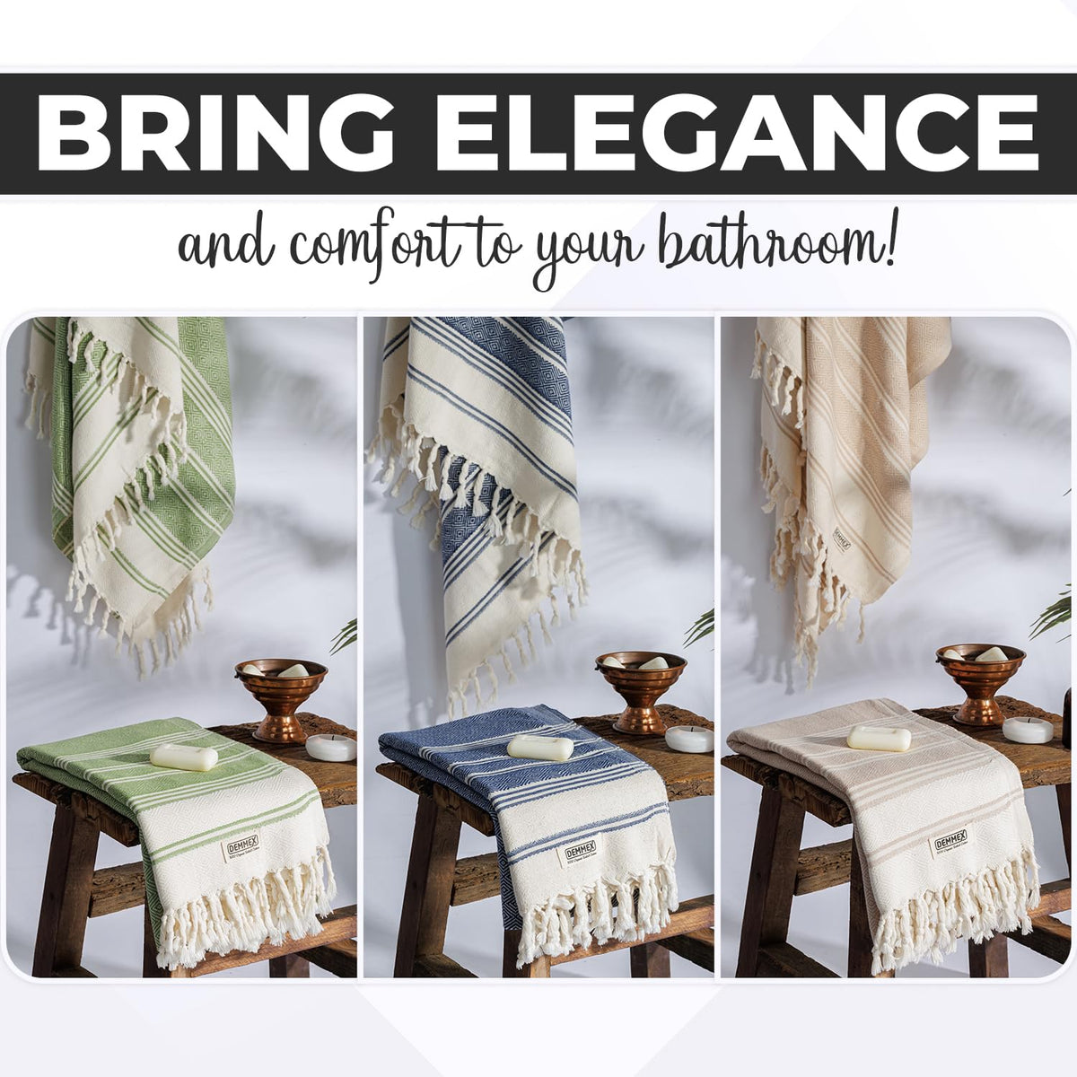 DEMMEX Organic Turkish Cotton Beach Bath Hammam Towel – Quick-Dry, Lightweight, Sand-Free Beach Towel & Blanket