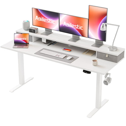 Agilestic Electric Adjustable Height Desk, with 2 Fabric Drawers, 160x60cm