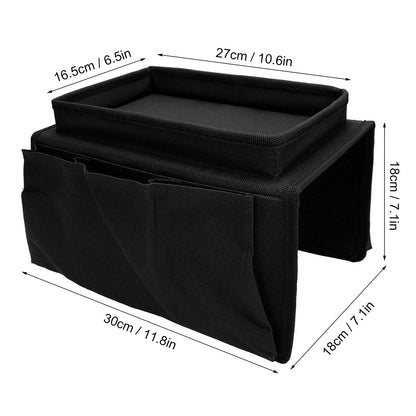 Ejoyous Sofa Armrest Organizer, 4 Pockets Couch Bag for TV Remote Control, Oxford Cloth Armchair Storage with Cup Holder Tray (Black)