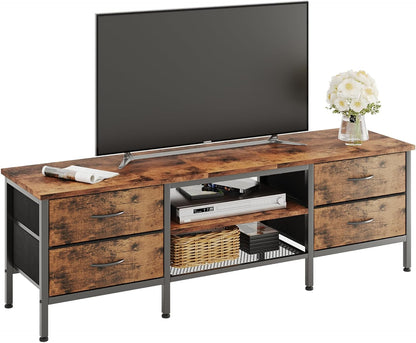 CAIYUN TV Stand with Storage, TV Table 63 Inch with Drawers for 65 70 Inch TV, TV Console Table, TV Bench for Living Room, Bedroom(Brown,63 Inch)