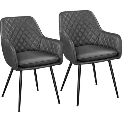 Yaheetech PU Leather Dining Chairs Set of 2 with Armrests, Dark Grey