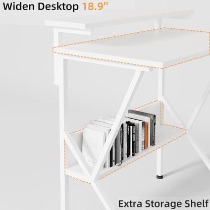 COTUBLR 70 x 48 cm Desk, Small Computer Desk for Small Spaces, Gaming Desk with Adjustable Monitor Stand, Modern Simple Style Compact Desk