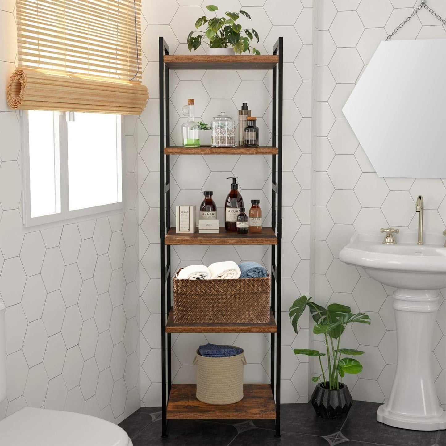 IGNPION Seagrass Storage Opened Basket Living Room Decorative Baskets Woven Wicker Towel Basket Rectangular Bathroom Storage Organiser Box