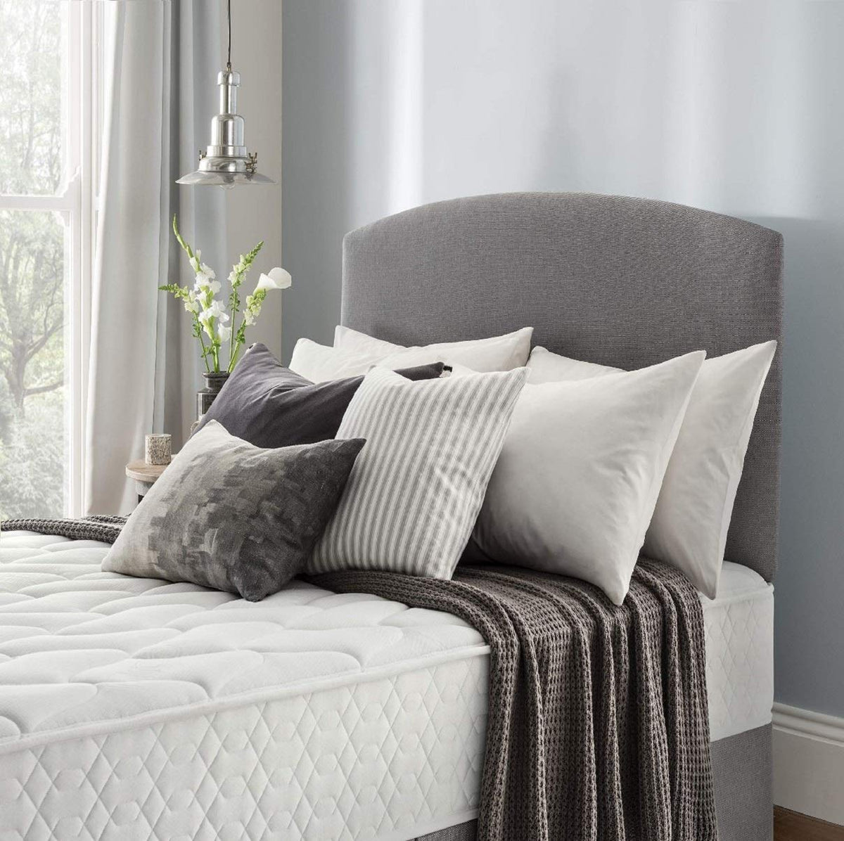 Silentnight Selene Upholstered Headboard, Slate Grey Fabric, Super King