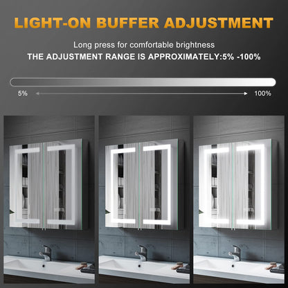 ELEGANT Modern LED Bathroom Mirror Cabinet with Shaver Socket, 630x650mm