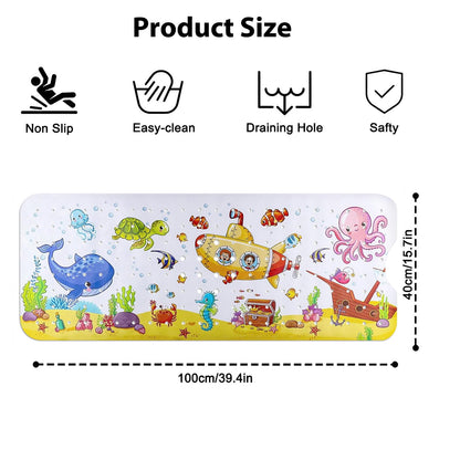 HESUSLA Bath mat non slip anti mould 100x40 cm highly absorbent quick drying bathroom pad with drainage holesAnti slip bathtub pad anti slip bath mat