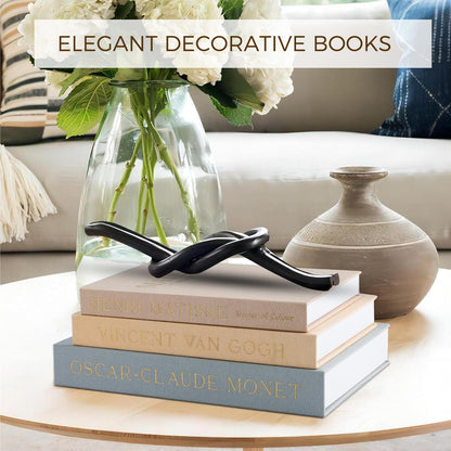 kroucoco Decorative Faux Books - Set of 3 Linen Storage Boxes for Coffee Table, Bookshelf & Home Decor (Gray-beige)