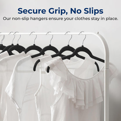 SereneLife Coat Hangers, Velvet Hangers for Clothes, 50 Pcs Non Slip Slim Space Saving Adult Hanger with 360° Swivel Hooks, For Tops, Jackets