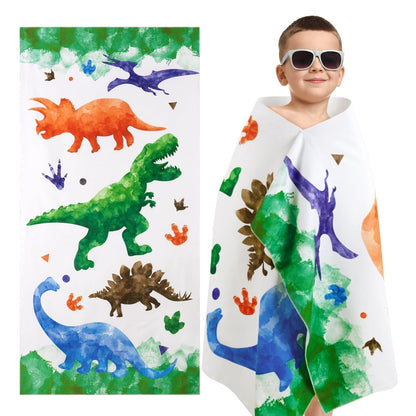 WERNNSAI Dinosaur Microfibre Beach Towel for Kids, 76 x 150cm Bath Towel