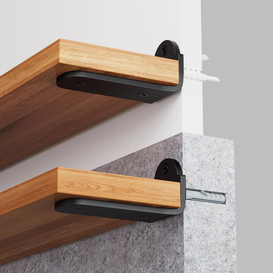 4 Pack Shelf Bracket 15cm, Heavy Duty Metal L Wall Brackets for Shelves with 5mm Thick and 70Kg Load Capacity, Black