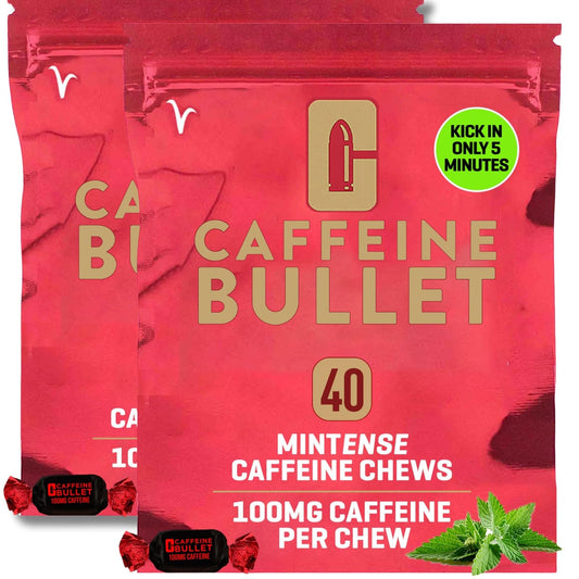 Caffeine Bullet Mint Energy Chews *80 ? Faster Boost Than Gels, Tablets and Gum. 100mg per Serving - Sport Science for Running, Cycling, Gaming & Pre