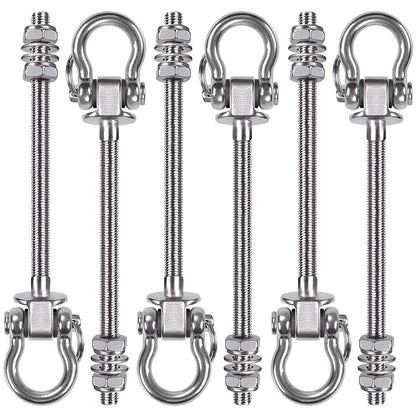 BeneLabel 6pcs Hanging Bolts 23.5cm Hammock Swing Hanger Carabiner Hook, Swive Stainless Steel Mounting Kit Set for Indoor Outdoor Playground Chair