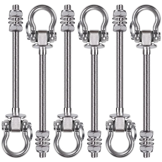 BeneLabel 6pcs Hanging Bolts 23.5cm Hammock Swing Hanger Carabiner Hook, Swive Stainless Steel Mounting Kit Set for Indoor Outdoor Playground Chair
