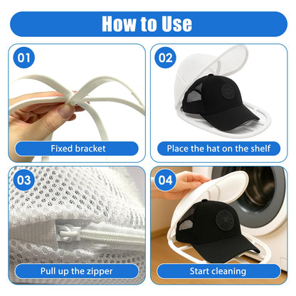 Collapsible Baseball Cap Washer Cage Hat Cleaner Shaper for Machine White