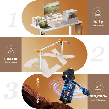 Klicelor Eletric Height Adjustable Desk, Movable Monitorstand, 160x60cm