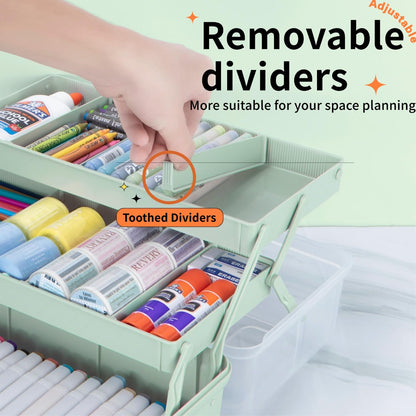 Creahaus 14in 3 Layer Multipurpose Storage Box/Craft Storage Boxes With Compartments/Plastic Tool Box/Medicine Storage/Hair Accessories