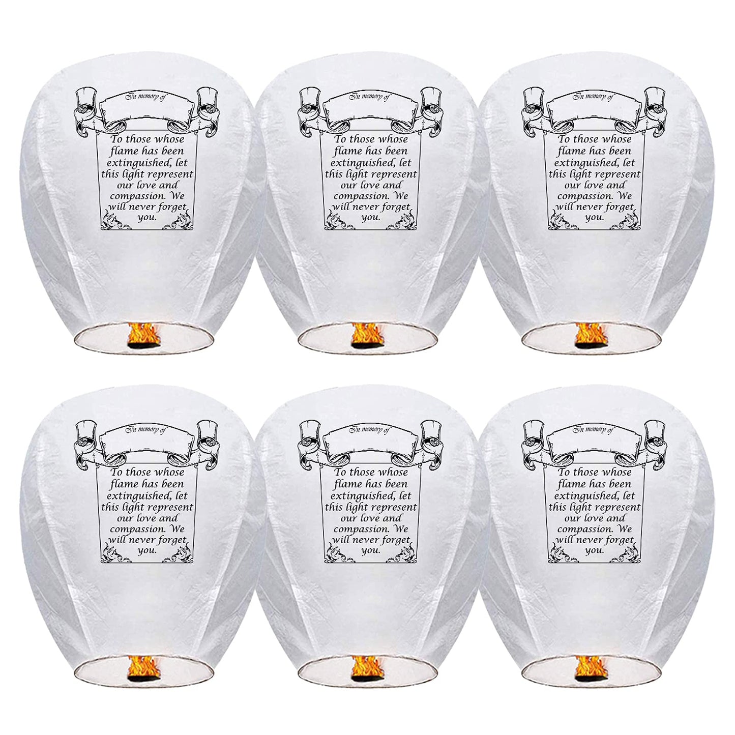 Douzi Chinese Sky Lanterns (6 Pack) 100% Biodegradable No Assembly Required - Beautiful Lantern for White for Weddings, Birthdays, Parties,Memorials