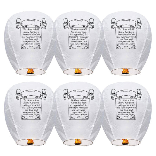 Douzi Chinese Sky Lanterns (6 Pack) 100% Biodegradable No Assembly Required - Beautiful Lantern for White for Weddings, Birthdays, Parties,Memorials