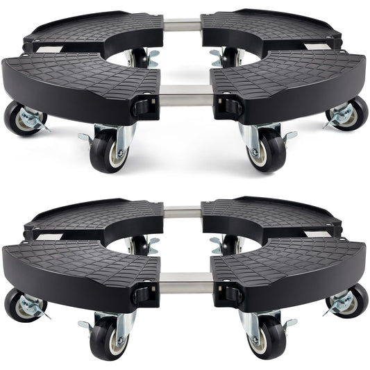 2 Pack Plant Caddy with Wheels Heavy Duty, Plant Trolley with 8 Lockable Casters, Plant Stand with Wheels Heavy Duty Adjustable 15"-21", 330lbs