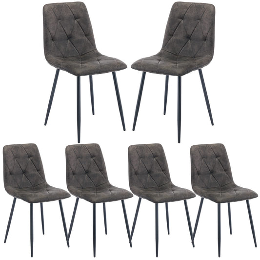 Artist Hand Set of 6 Dining Chairs for Living Room Dining Room, Faux Suede Dining Chairs Set of 6 with Upholstered Seat Solid Metal Legs, Gray