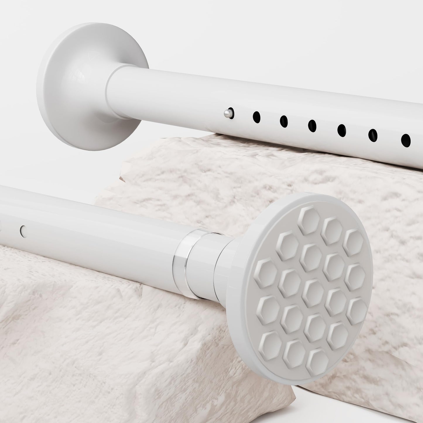 Shower Curtain Rail Extendable Curtain Rods no Drilling Telescopic Pole Stainless Steel Tension Rods for Living Room, Bedroom, Bathroom, Balcony