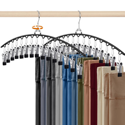 HONZUEN Trouser Hangers with Clips, 2 Pack Space Saving Hangers