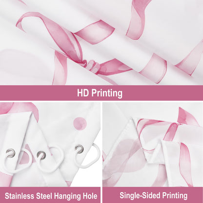 GCIREC Shower Curtain, 180x200cm, Pink Cute Aesthetic Bowknot Bows Waterproof Fabric Machine Washable Bathroom Curtain with Hooks