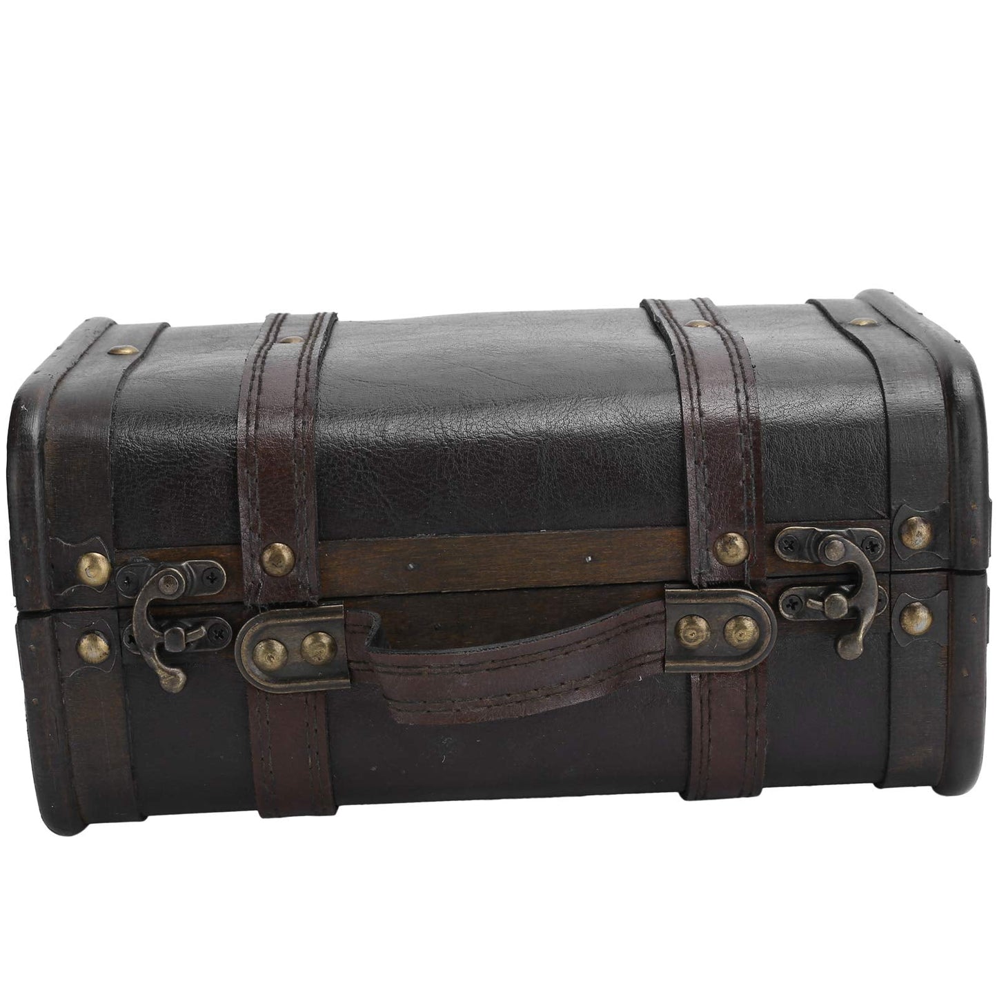 BORDSTRACT Retro Suitcase, Vintage Wooden Suitcase with Buckle Lock, Earring Necklace Organizer Case