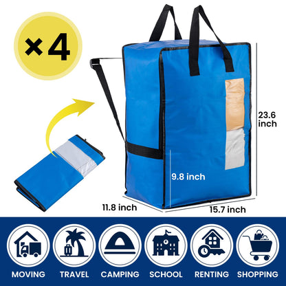 TAILI Backpack Moving Bags, Clothes Storage, Strong Handles, 4 Pack Blue