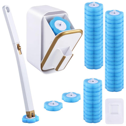Disposable Toilet Brush, Toilet Wand Starter Kit with 48 Refill Heads, Wall Mounted Toilet Bowl Cleaner Brush with Holder & Storage Caddy