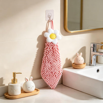 Microfibre Hand Towels,Soft Plush Small Hand Towel Quick-Drying Super Absorbent Chenille Hand Towels with Hanging Loop for Kitchen and