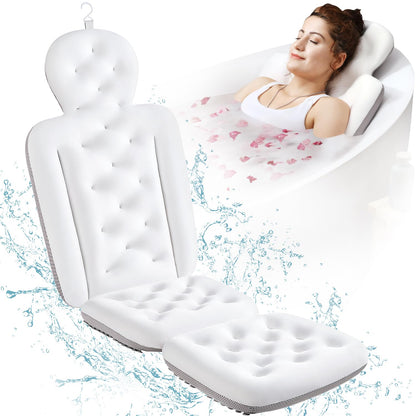 Full Body Bath Pillow for Bathtub, Thick Bathtub Cushion, Luxury Tub Pillow for Bath for Headrest Neck and Back Support White 130 X 41CM