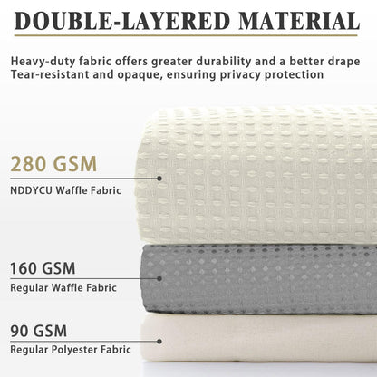 NDDYCU Weighted Cream Waffle Shower Curtain Waterproof Beige 180x180 cm